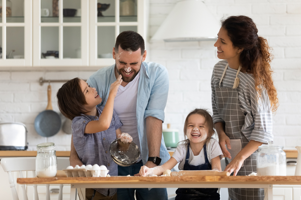 Happy Family in a Kitchen